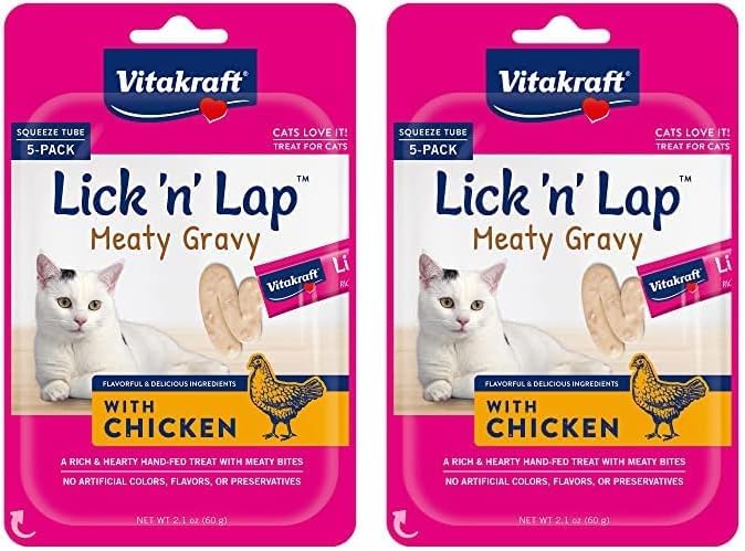 Vitakraft Lick 'n' Lap Meaty Gravy Cat – Salmon – Great for Bonding – Low Calorie Wet Cat Treat - 20 Pack