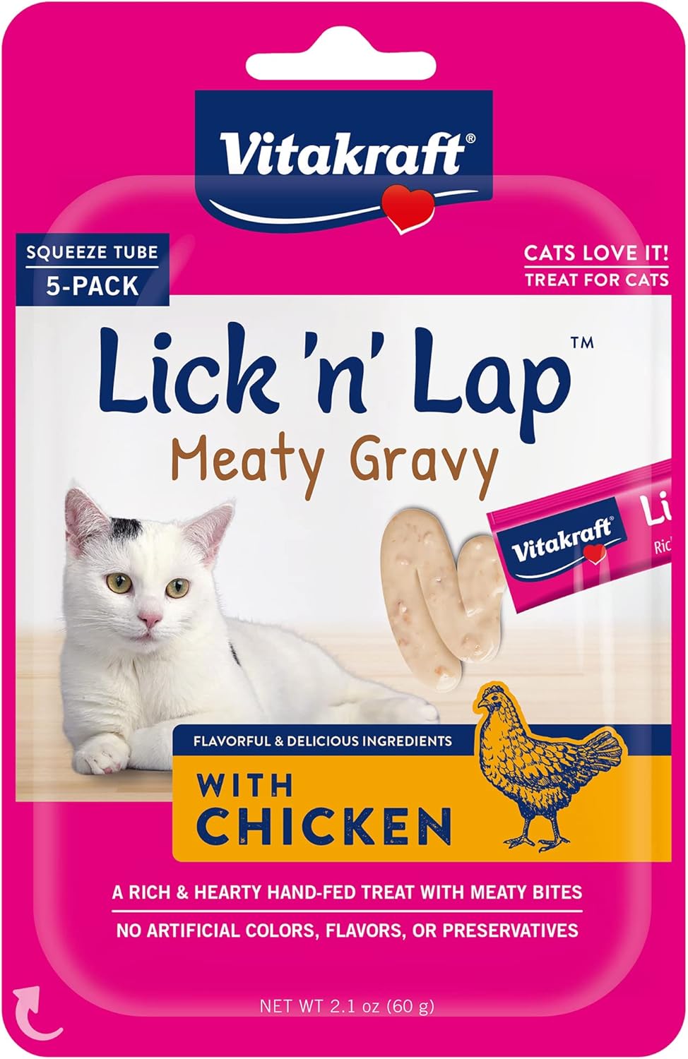 Vitakraft Lick 'n' Lap Meaty Gravy Cat – Salmon – Great for Bonding – Low Calorie Wet Cat Treat - 20 Pack