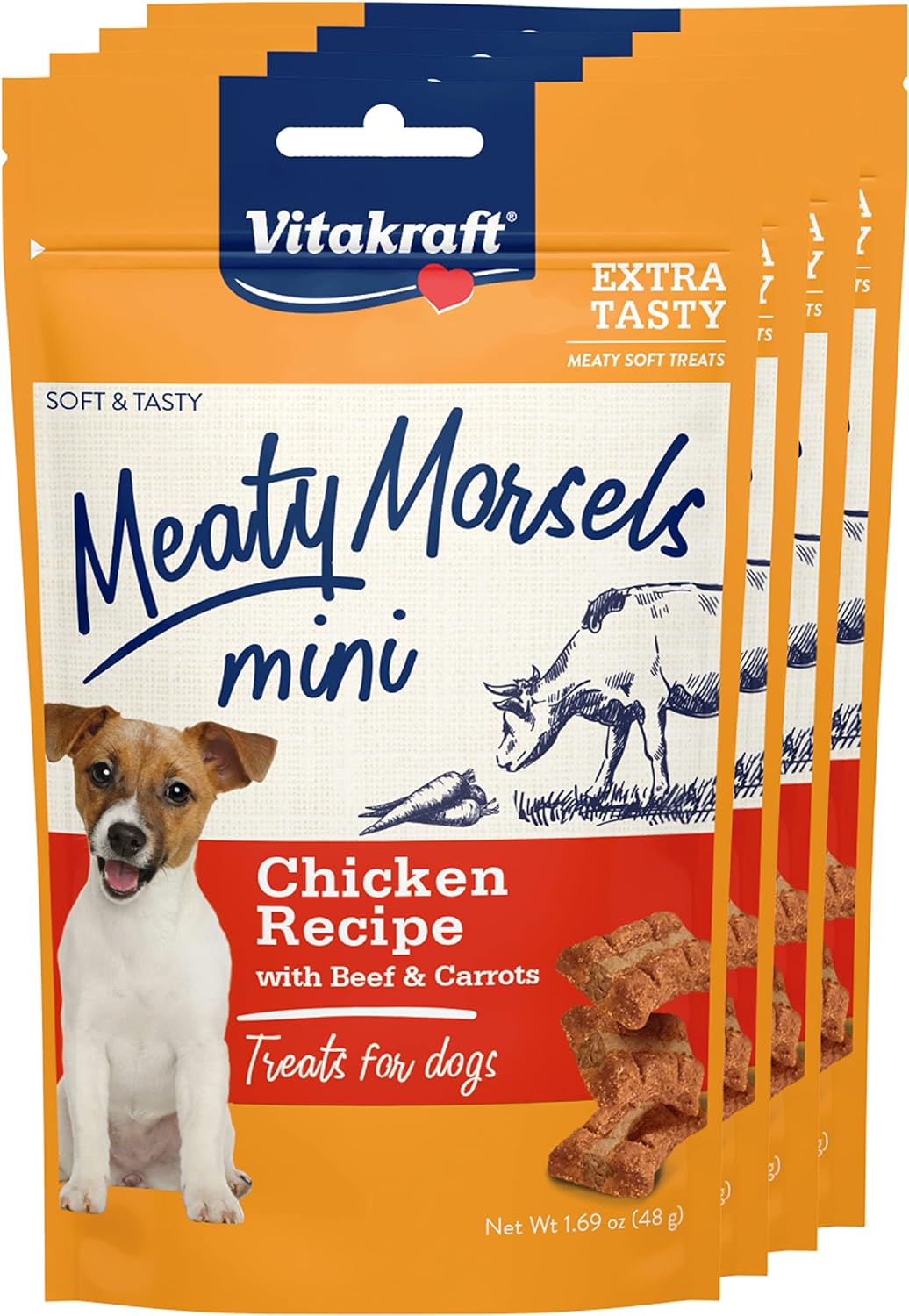 Vitakraft Meaty Morsels Mini Treats for Dogs - Chicken with Sweet Potatoes - Super Soft Dog Treats for Training - Two Layers of Gently Oven-Baked Meaty Goodness