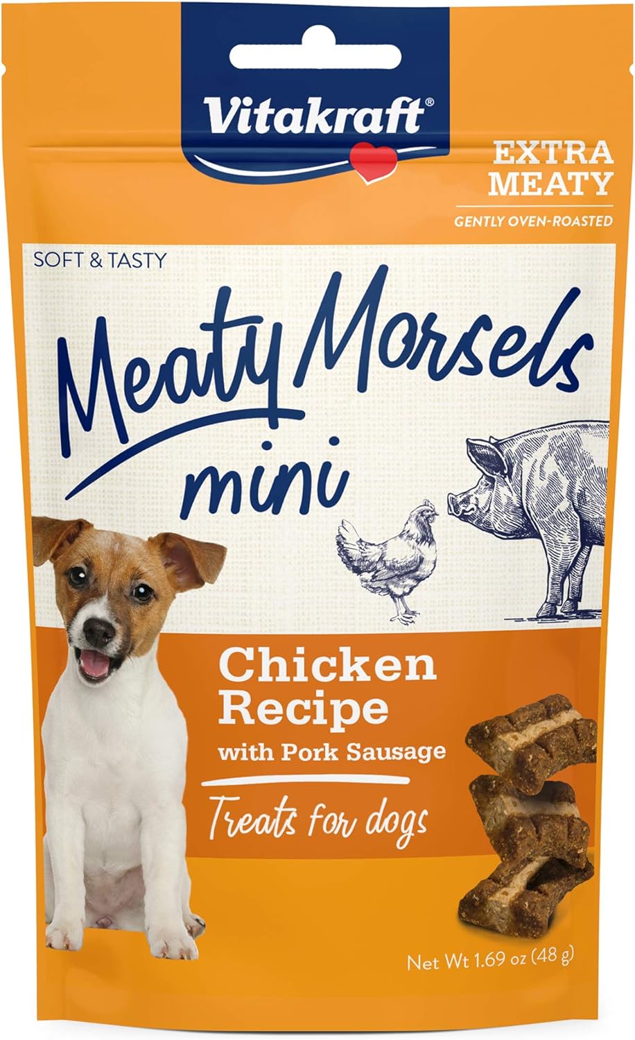 Vitakraft Meaty Morsels Mini Treats for Dogs - Chicken with Sweet Potatoes - Super Soft Dog Treats for Training - Two Layers of Gently Oven-Baked Meaty Goodness