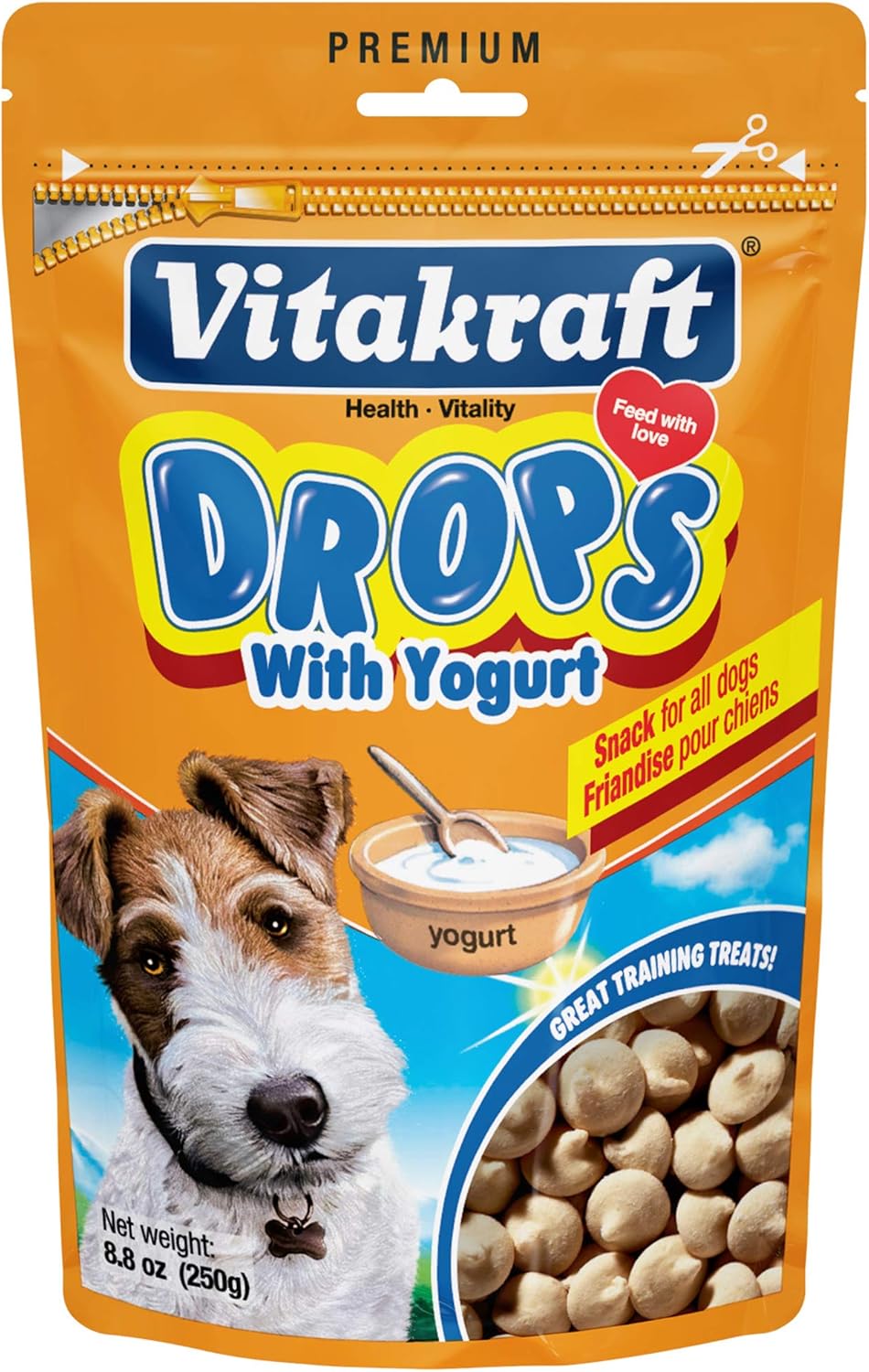 Vitakraft Drops with Yogurt Treats for Dogs, Bite-Sized Training Snacks, 8.8 Ounce (Pack of 1)